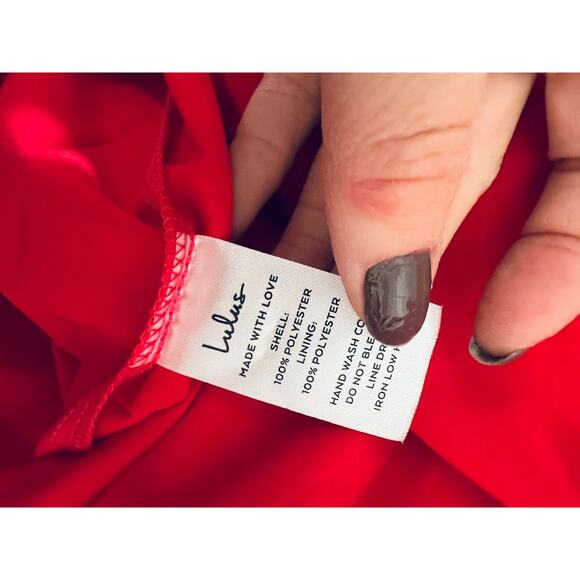 LULUS Radiant Floral Flower Chiffon Ruffles Maxi Dress Ruby Red Size Medium NEW - Picture 10 of 11